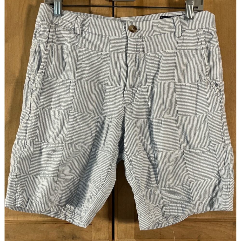 Vineyard Vines Patchwork Seersucker Shorts Mens 30 Blue White Striped Cotton
